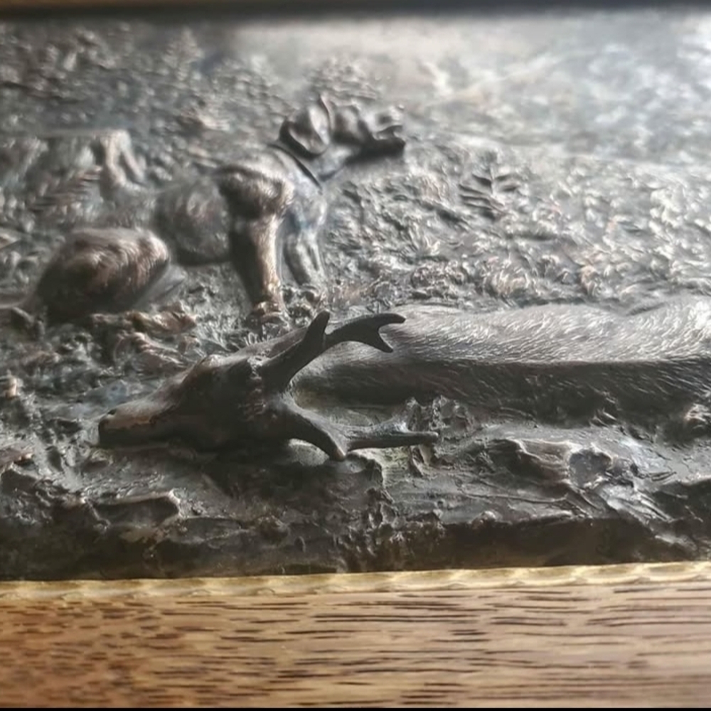 Rare- Dog & Buck Sculpted  Hunting Scene!